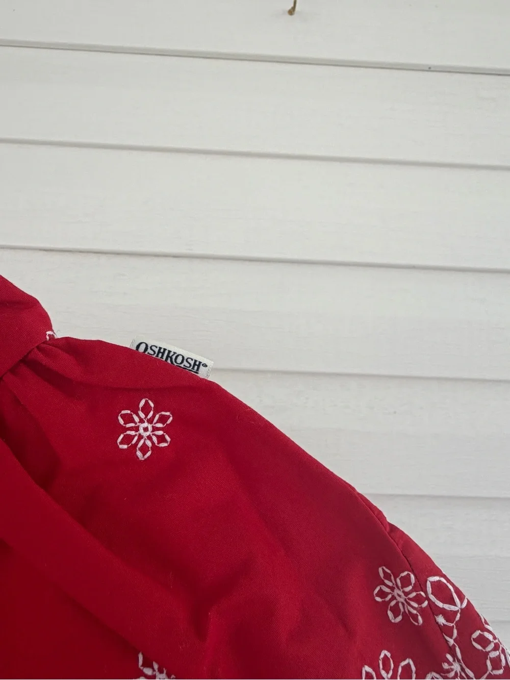 Vintage OshKosh B'gosh Cotton Dress & Bloomers Set NWT Red Embroidered Details